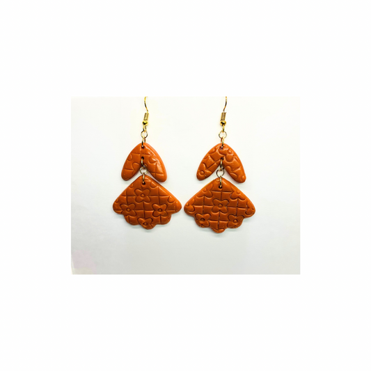 Brown Brick Dangle Earring