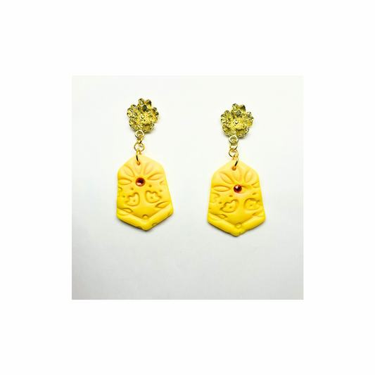 Yellow and Gold Dangle Earring