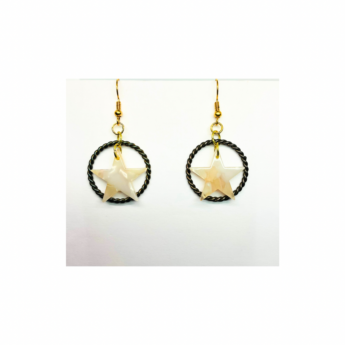 Tortoise Collection Cream Star Dangle Earring - Elegant Female Jewelry with Unique Star Design & Dangle Style