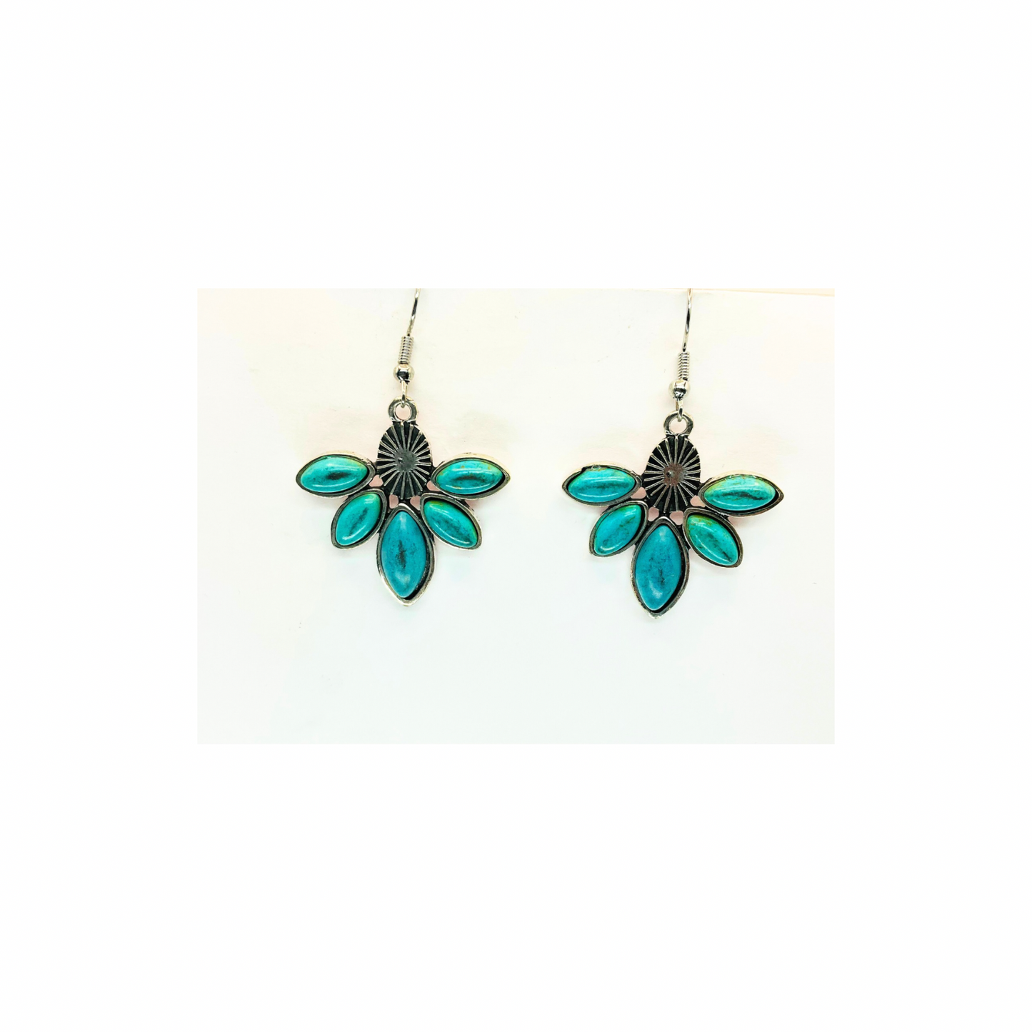 Turquoise and Silver Boho Western Dangle Earrings