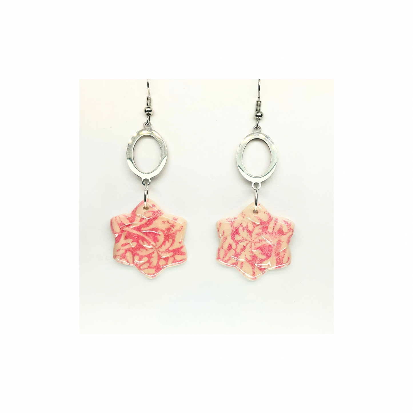 Beach Bloom Collection Pink Star Shape Dangle Earring - Elegant Pink Hue Star Design for Women's Fashion Jewelry