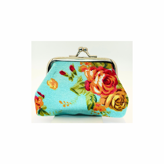 Turquoise Floral Coin Purse