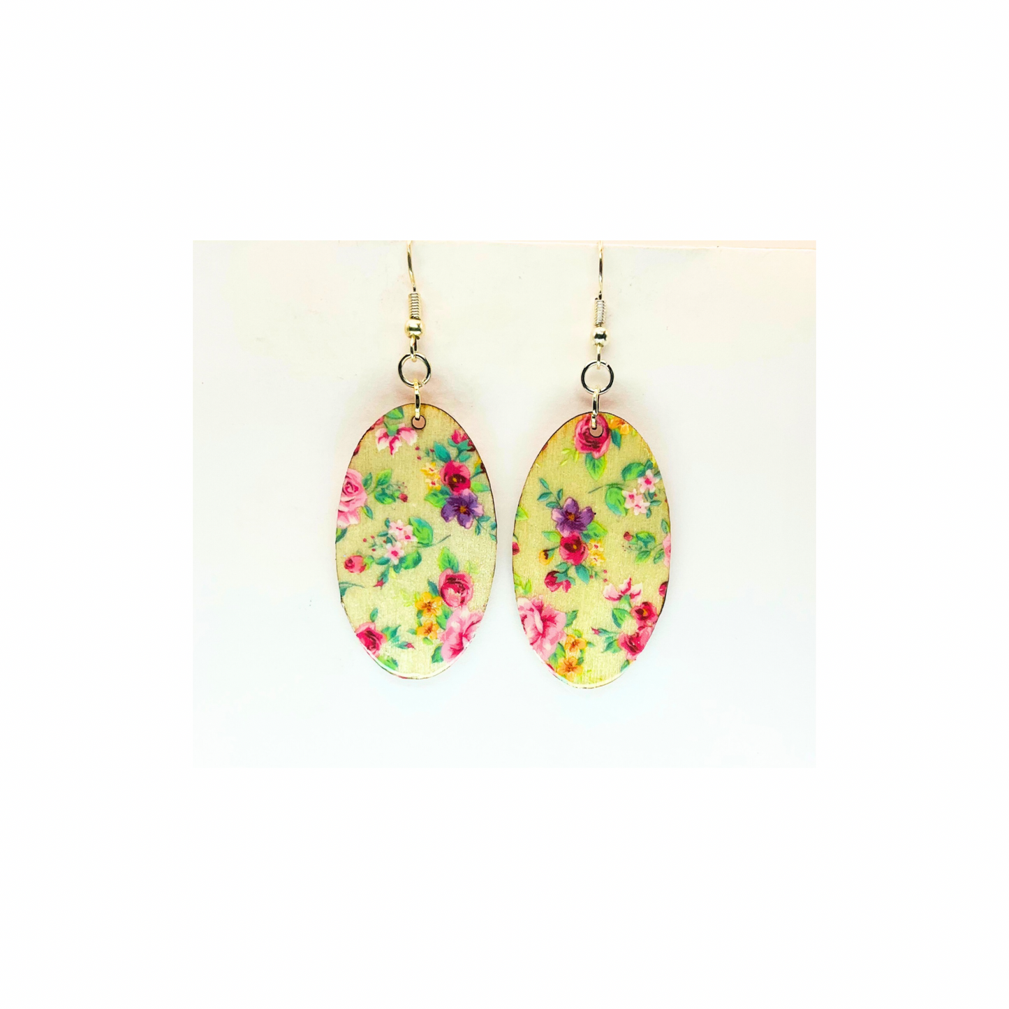Floral Lightweight Wood Dangle Earring