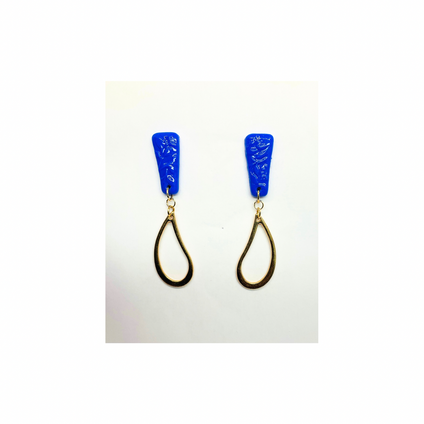 Royal Blue Stud Earrings with Gold Accents