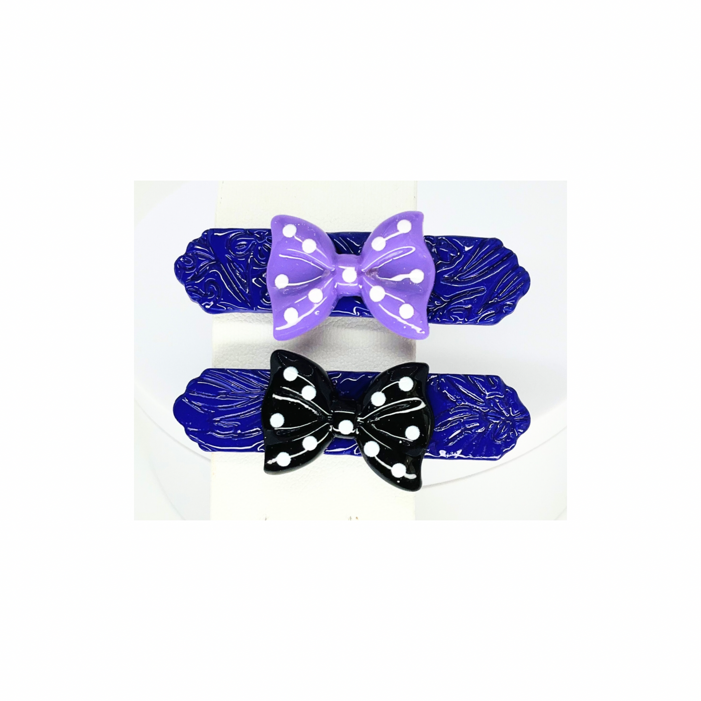 Deep Purple Hair Clips with PolkaDot Bows-Crafting By BB