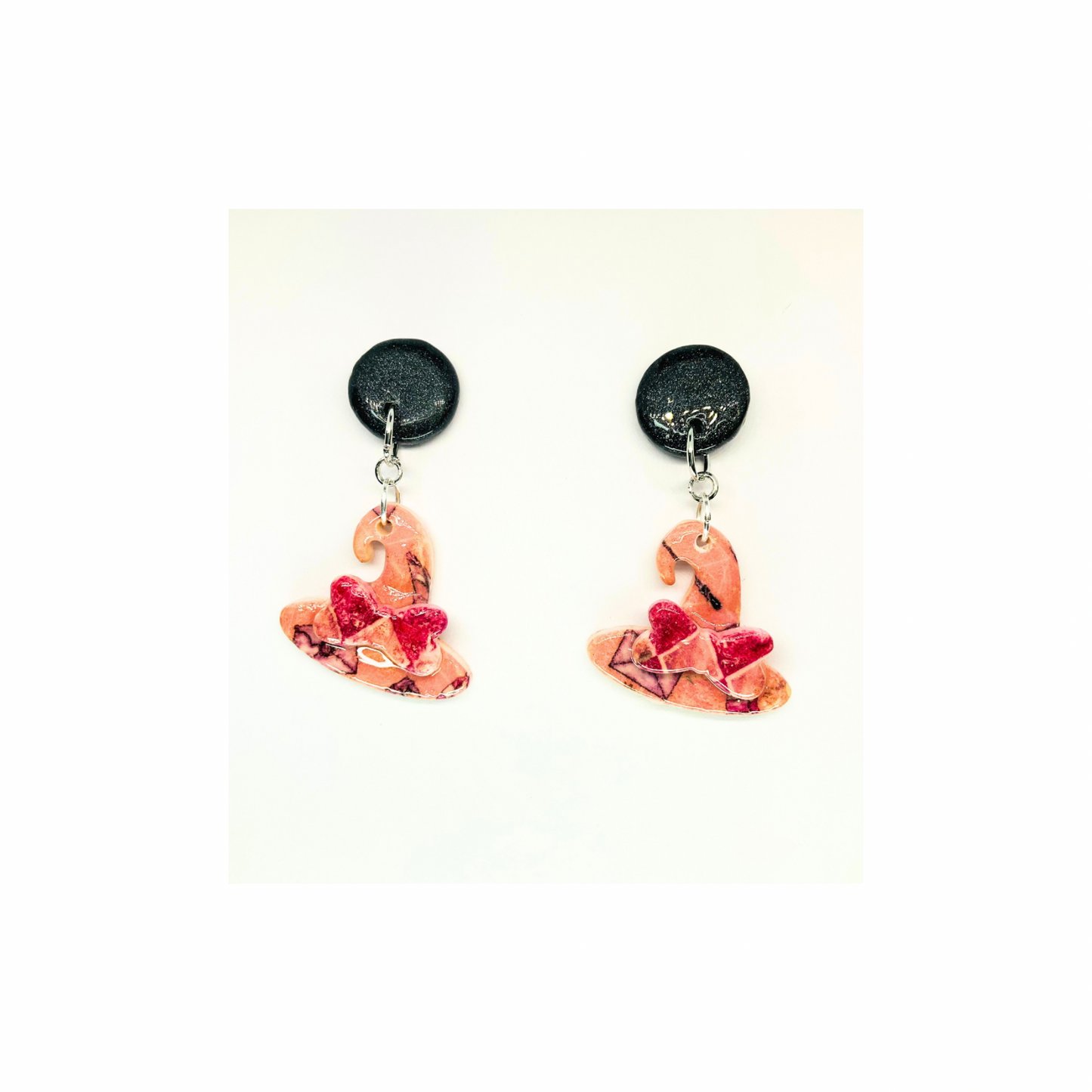 Wizard Collection Witch Hat with Bow Dangle Earrings for Female - Unique Design Accessory