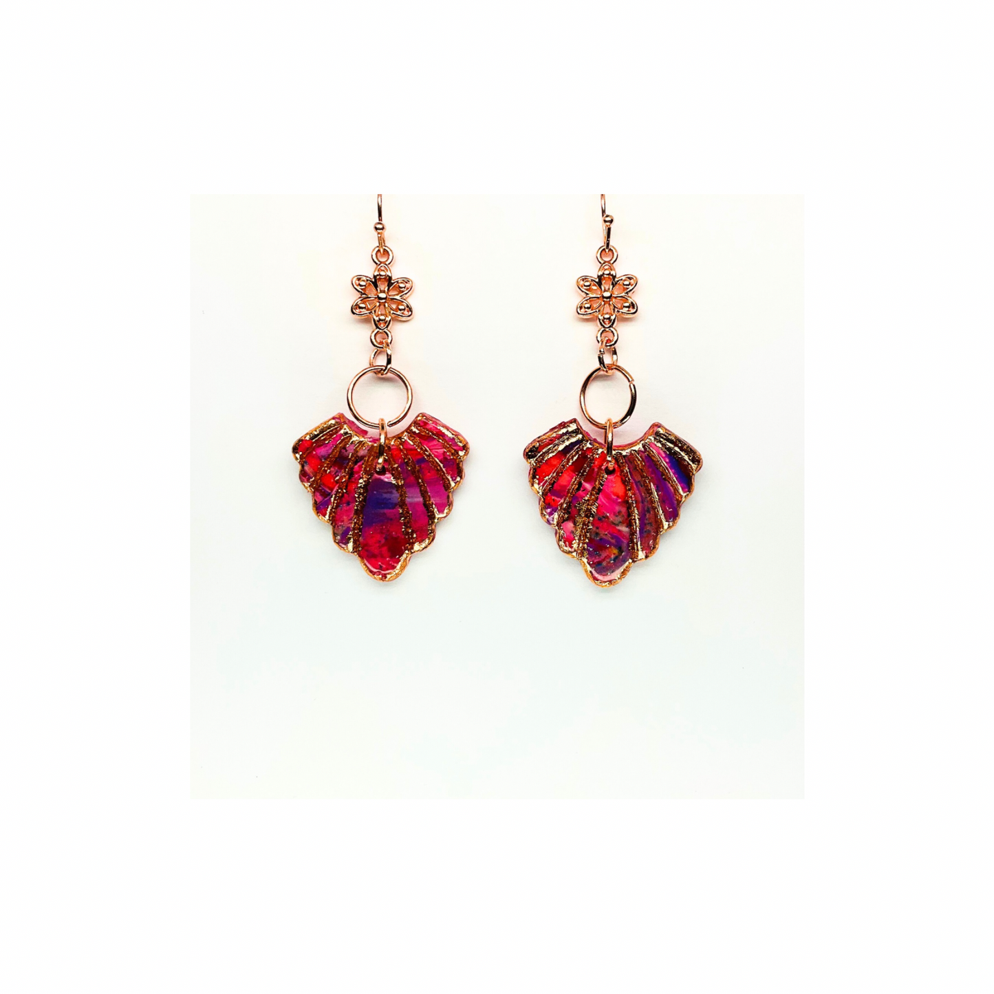 Rose Gold Collection Arrow Shape with Rose Gold Flower Dangle Earring for Female Fashion Accessory