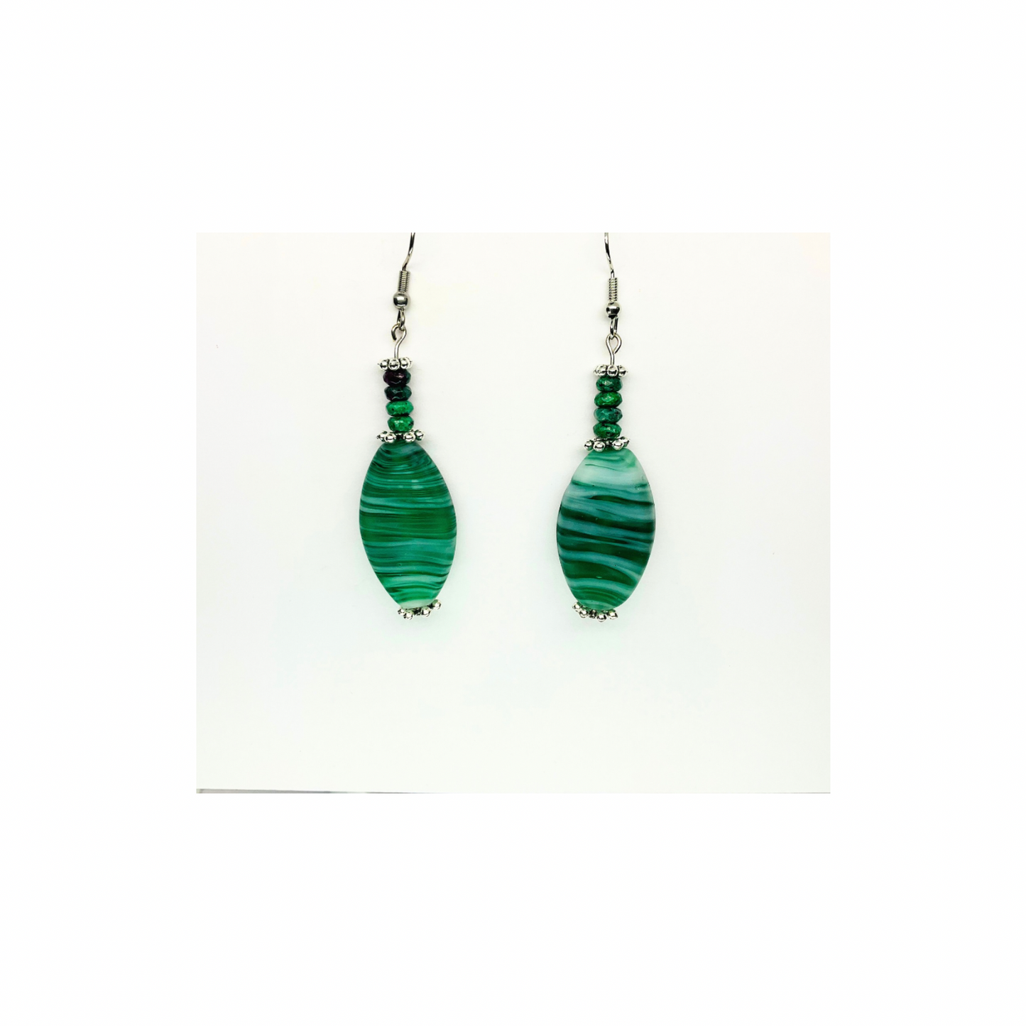 Translucent Green Glass Bead Dangle Earring - Elegant Green Bead Design for Women's Subtle Stylish Accessories