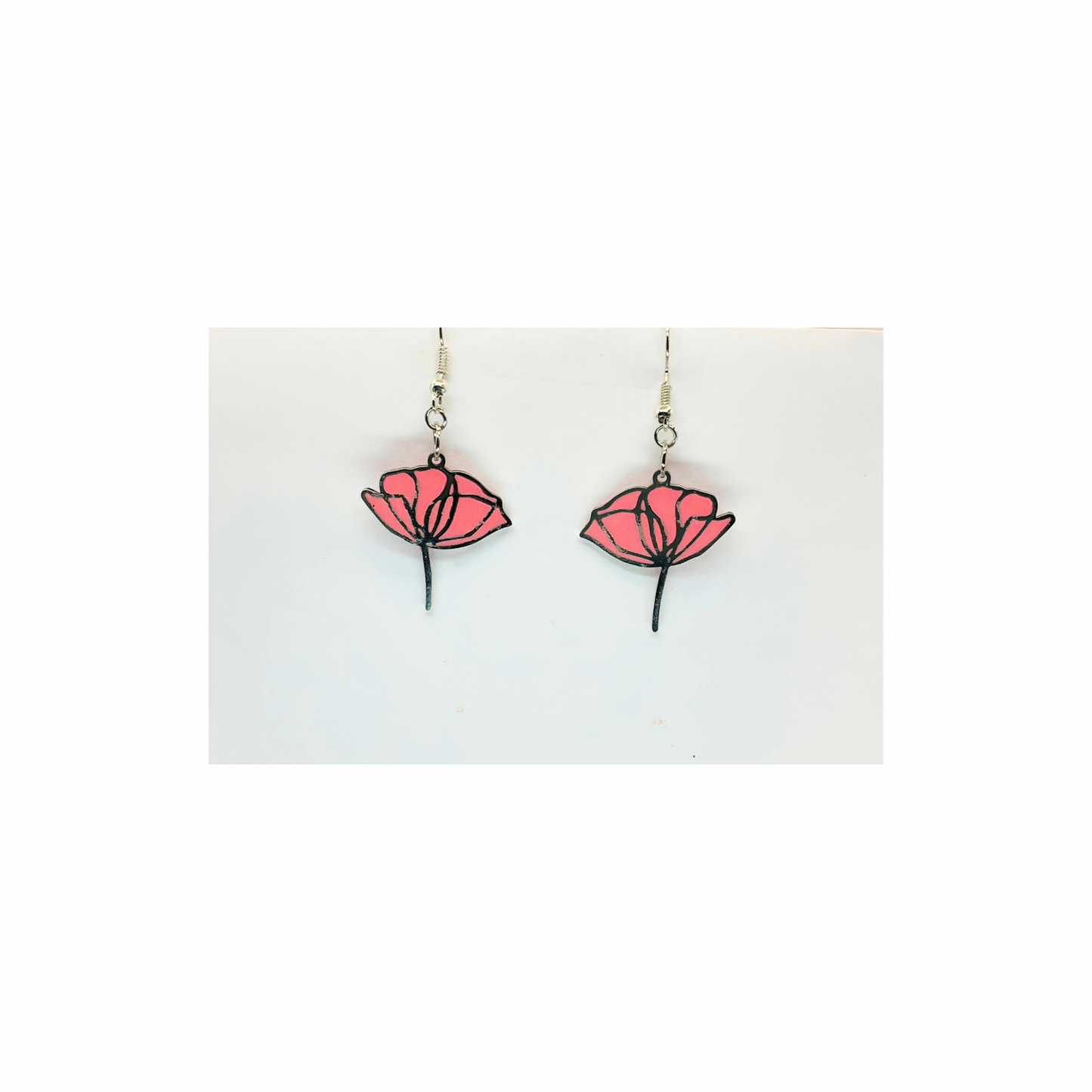 Coral Pink Silver Flower Dangle Earring-Crafting By BB