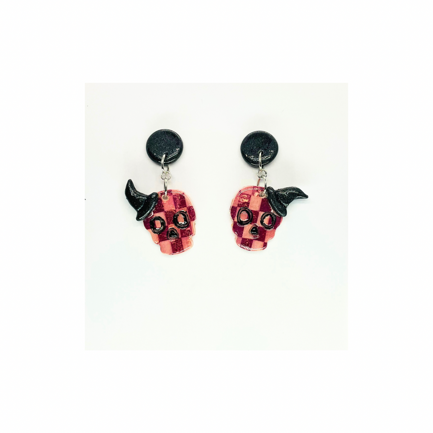 Wizard Collection Skull with Witch Hat Stud Dangle Earrings for Female Fashion Accessories