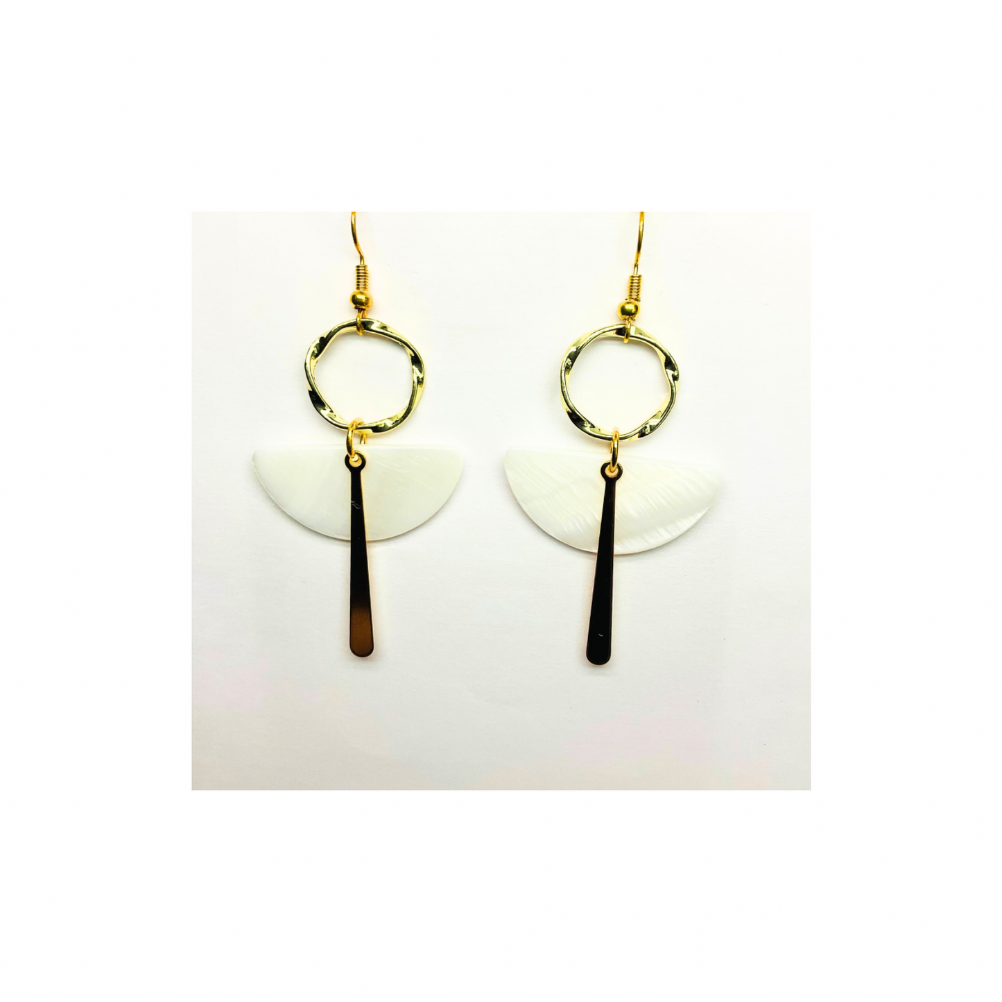 Spot Cream and Gold Collection Dangle Earring for Female with Unique Design Elements