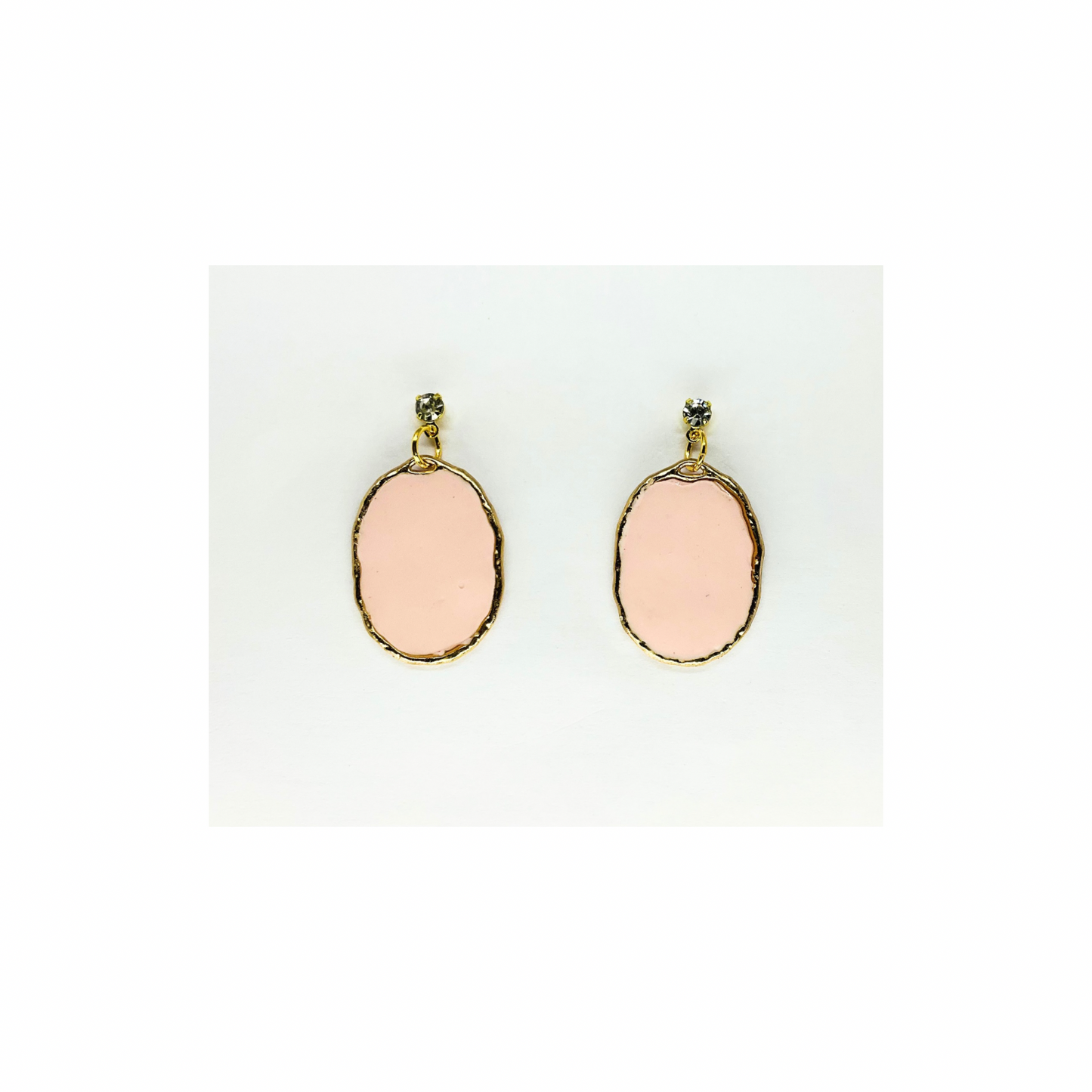 Pink and Gold Oval Dangle with Rhinestone Stud Earring-Crafting By BB