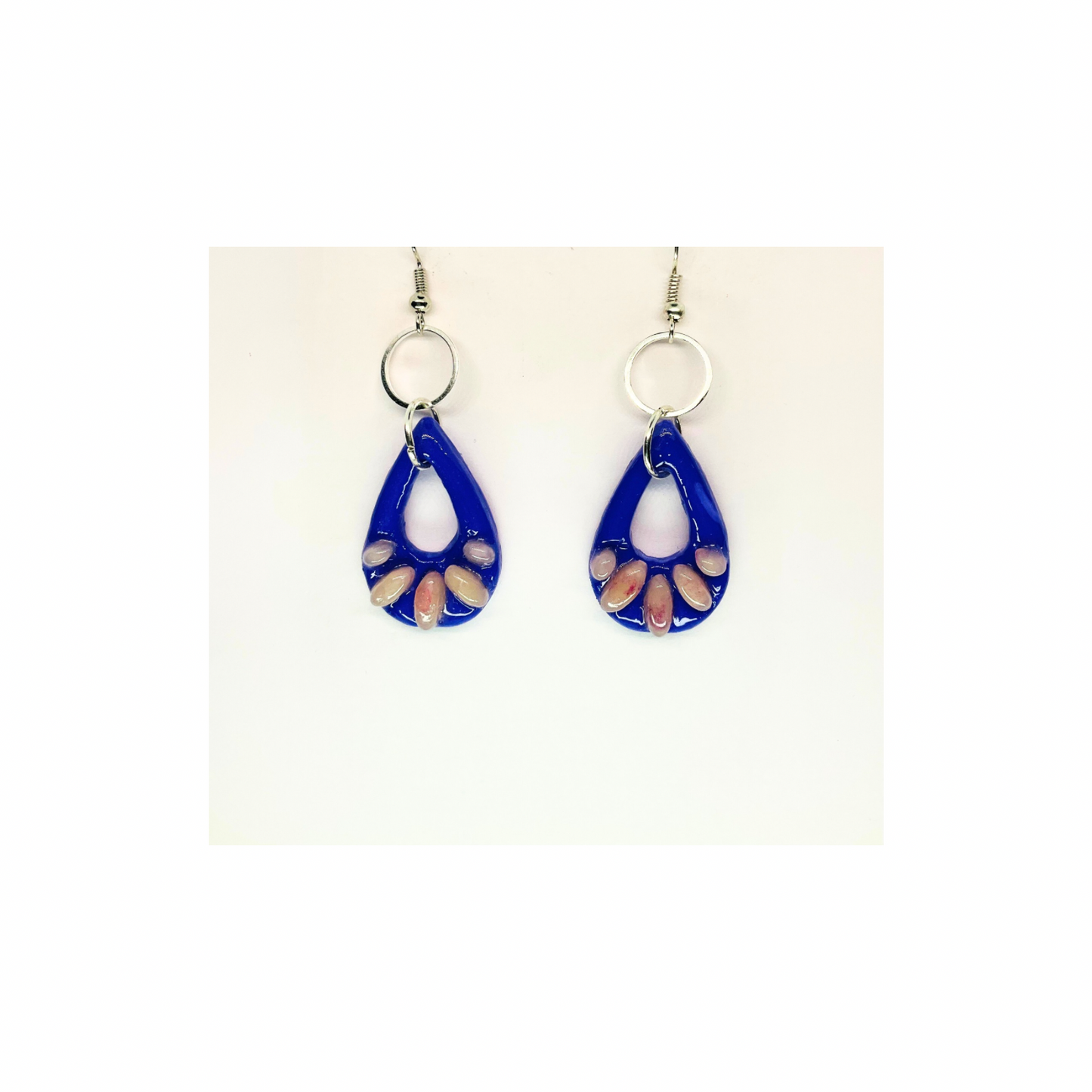 Purple Teardrop with Translucent Layering Dangle Earrings - Unique Design Earrings