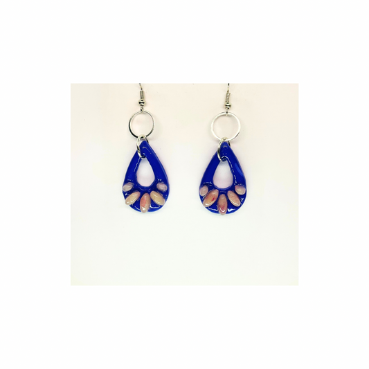 Purple Teardrop with Translucent Layering Dangle Earrings - Unique Design Earrings