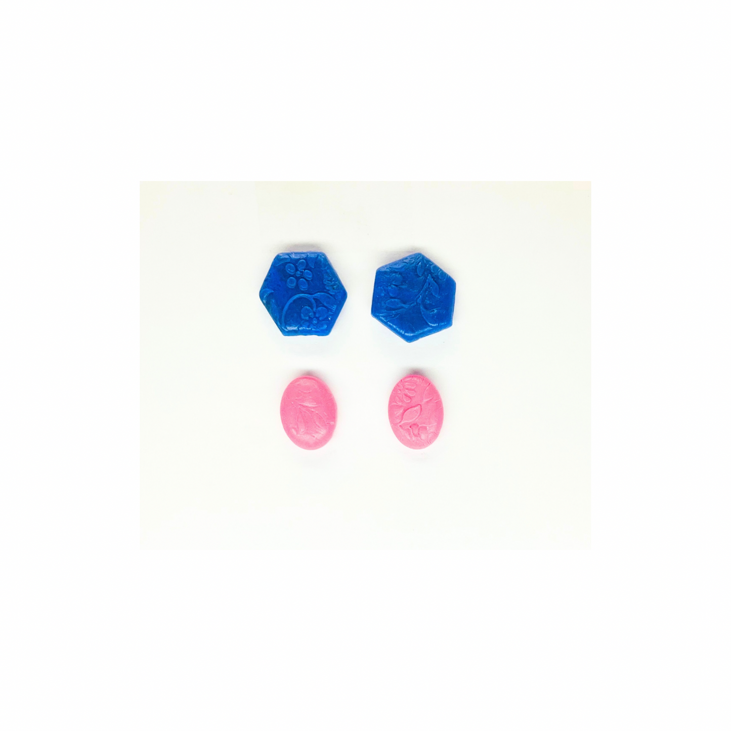 Pink Oval and Blue Hexagon Stud Earrings-Crafting By BB