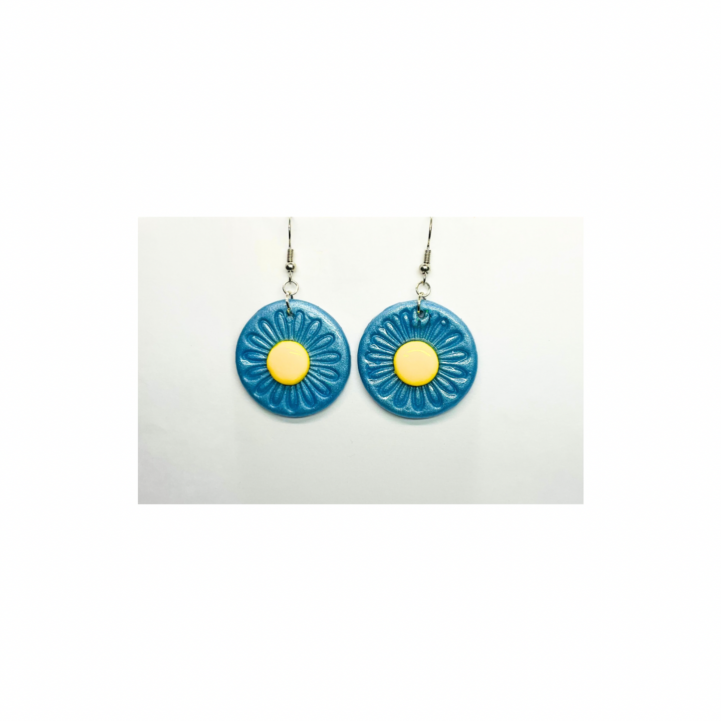 Blue and Yellow Round Dangle Earring