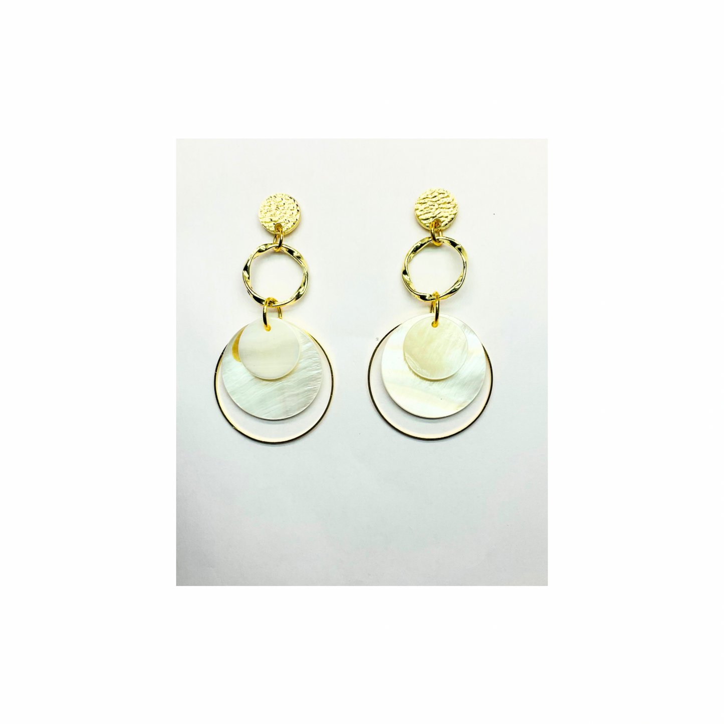 Spot Cream and Gold Collection with Gold Circle Stud Dangle Earrings