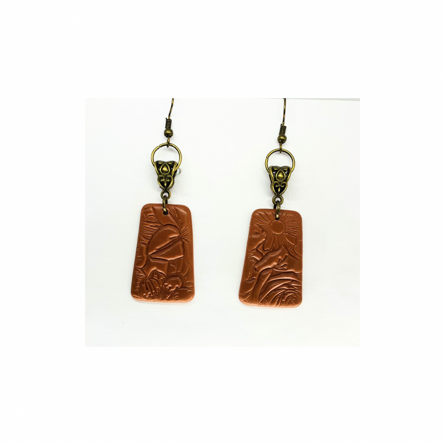 Leather Look Bronze with Gold Hoop Dangle Earrings-Crafting By BB