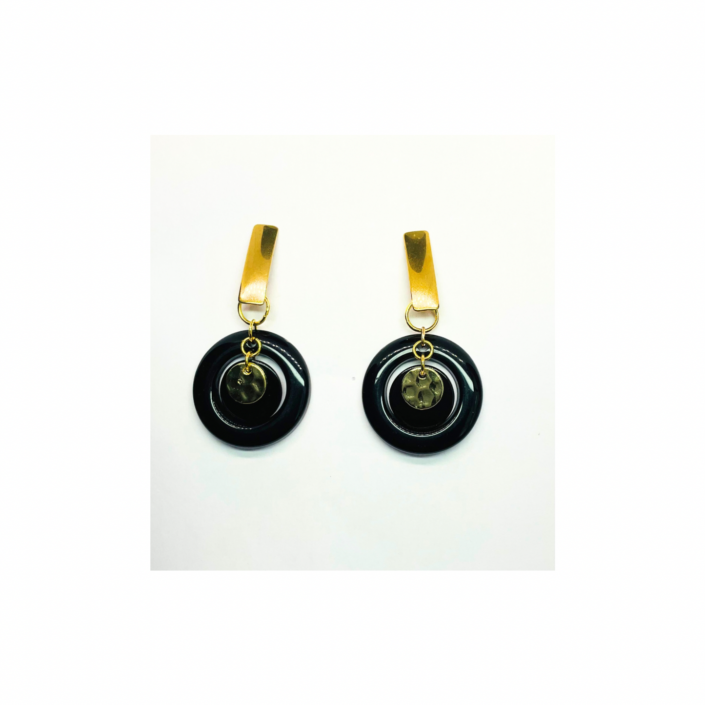 Eclipse Collection Black and Gold Stud Layered Dangle Earrings for Women Elegant Design Versatile Accessory Perfect for Casual & Formal Events