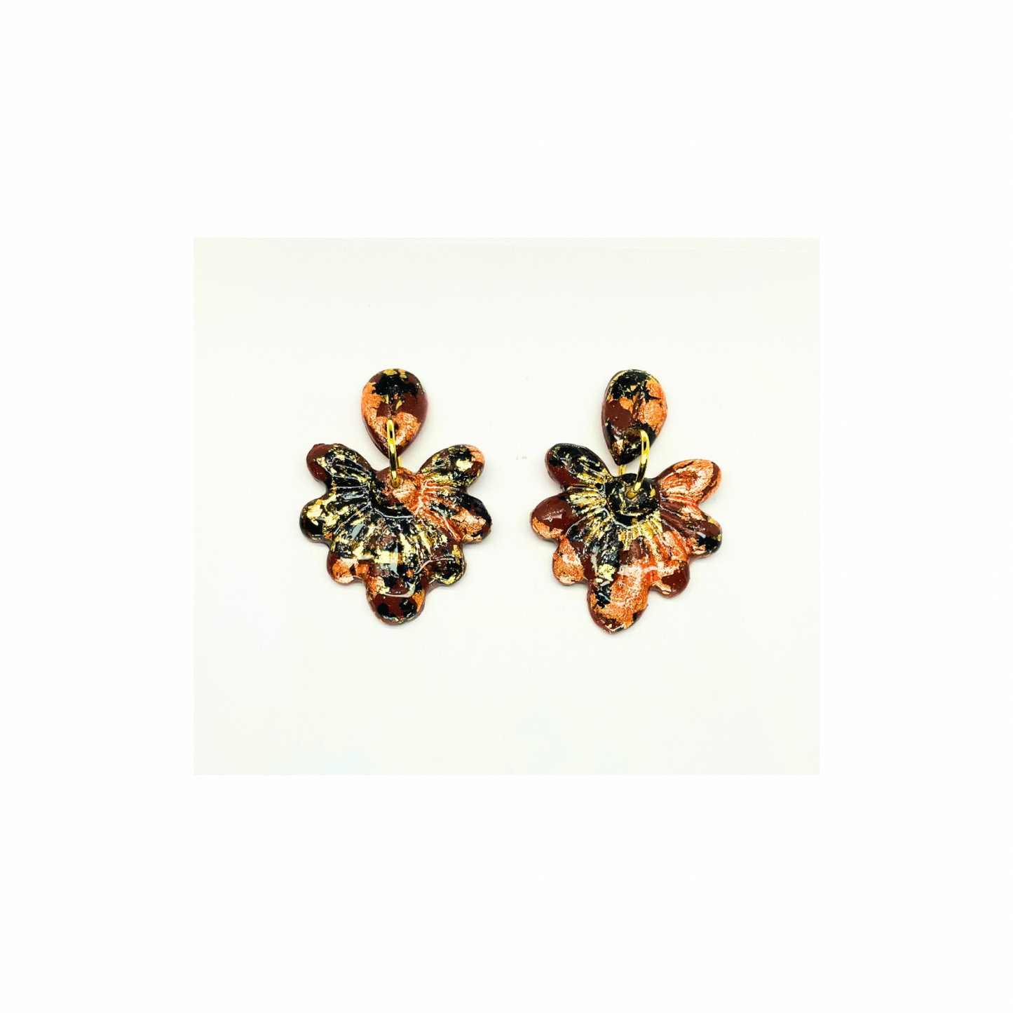 Fall Foil Covered Leaf Bronze and Brown Dangle Earrings - Elegant Leaf Design for Nature Lovers - Versatile & Subtle Accessory for Any Outfit