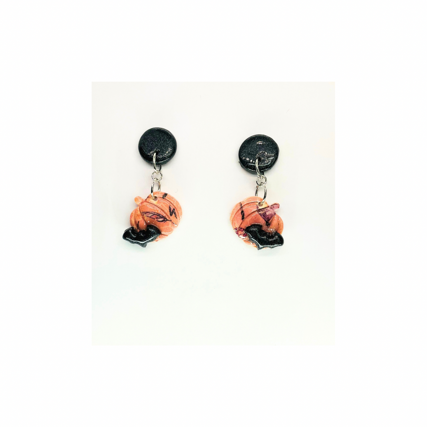 Wizard Collection Pink Pumpkin with Bat Stud Earrings - Fun Quirky Design for Women's Fashion Accessories