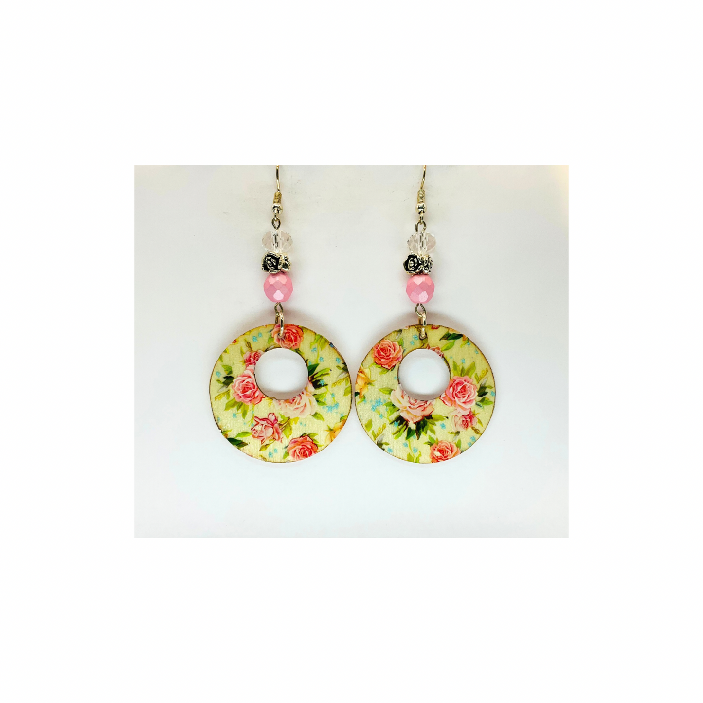 French Garden Collection Boho Style Circle Wood Dangle Earring