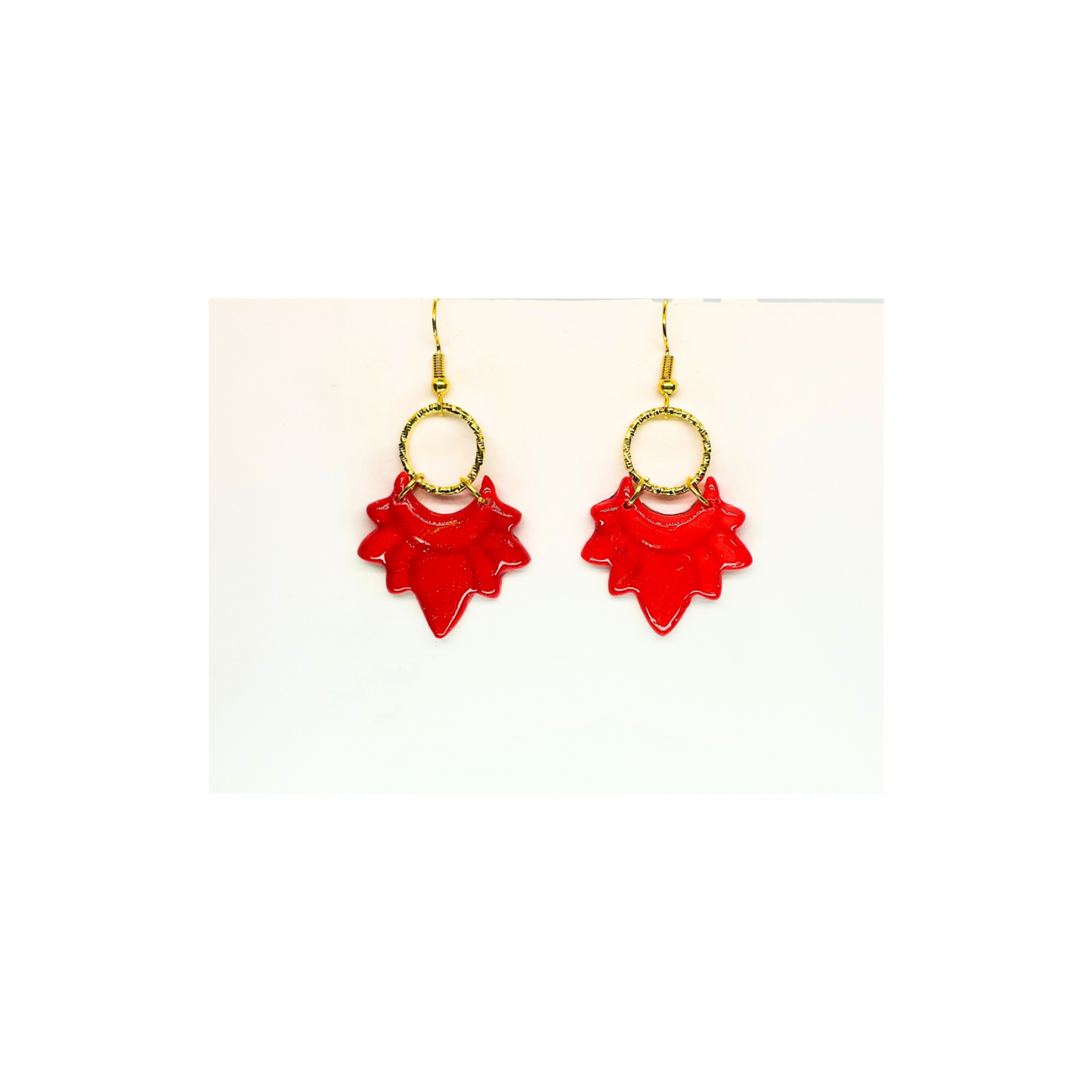 Christmas in July Collection Red with Gold Accents Dangle Earrings for Festive Style and Holiday Cheer