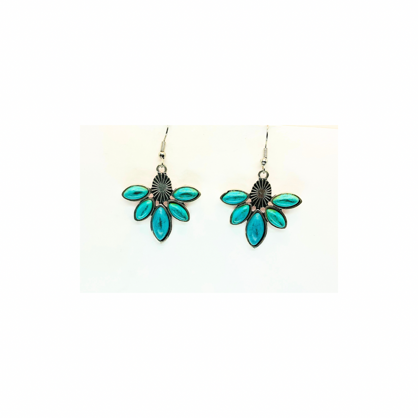 Turquoise and Silver Boho Western Dangle Earrings