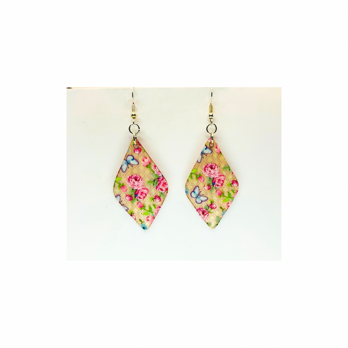 Elegant Pink Rose Bouquet  Lightweight Wood Dangle Earring