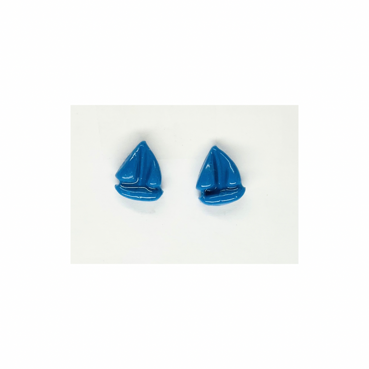Blue Sail Boat Stud Earrings