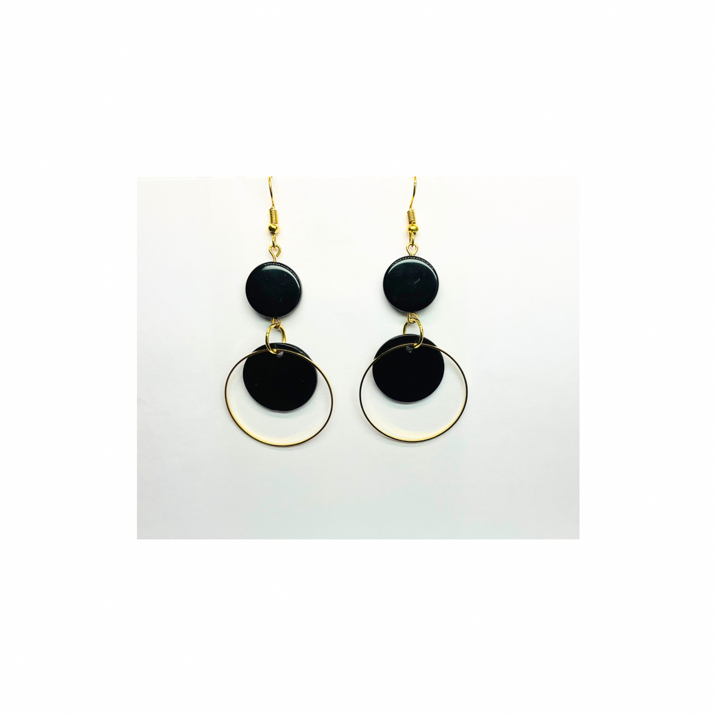 Eclipse Collection Black and Gold Circle Dangle Earring - Elegant & Versatile Fashion Jewelry for Women
