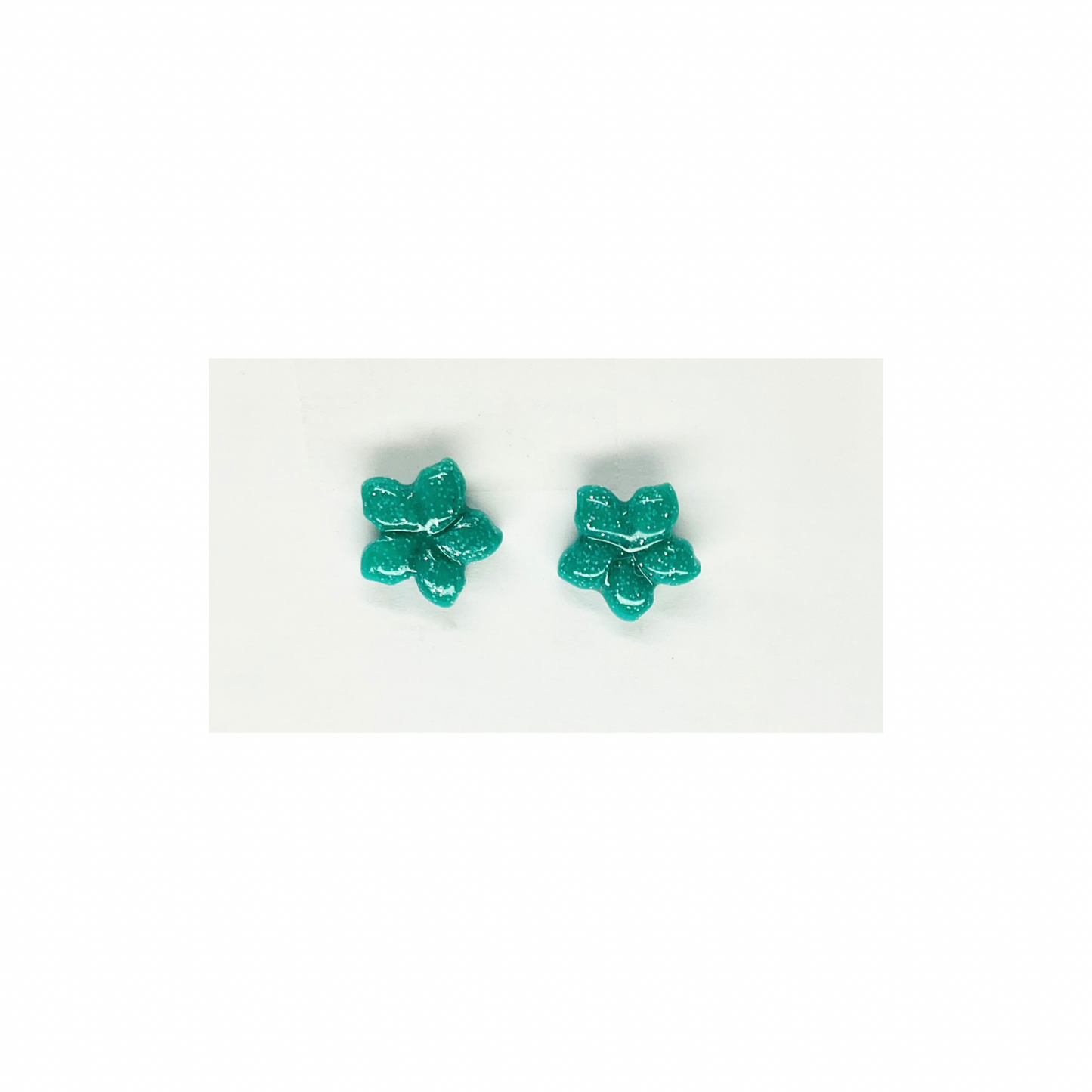 Green Sparkle Ocean Flower Stud Earring-Crafting By BB