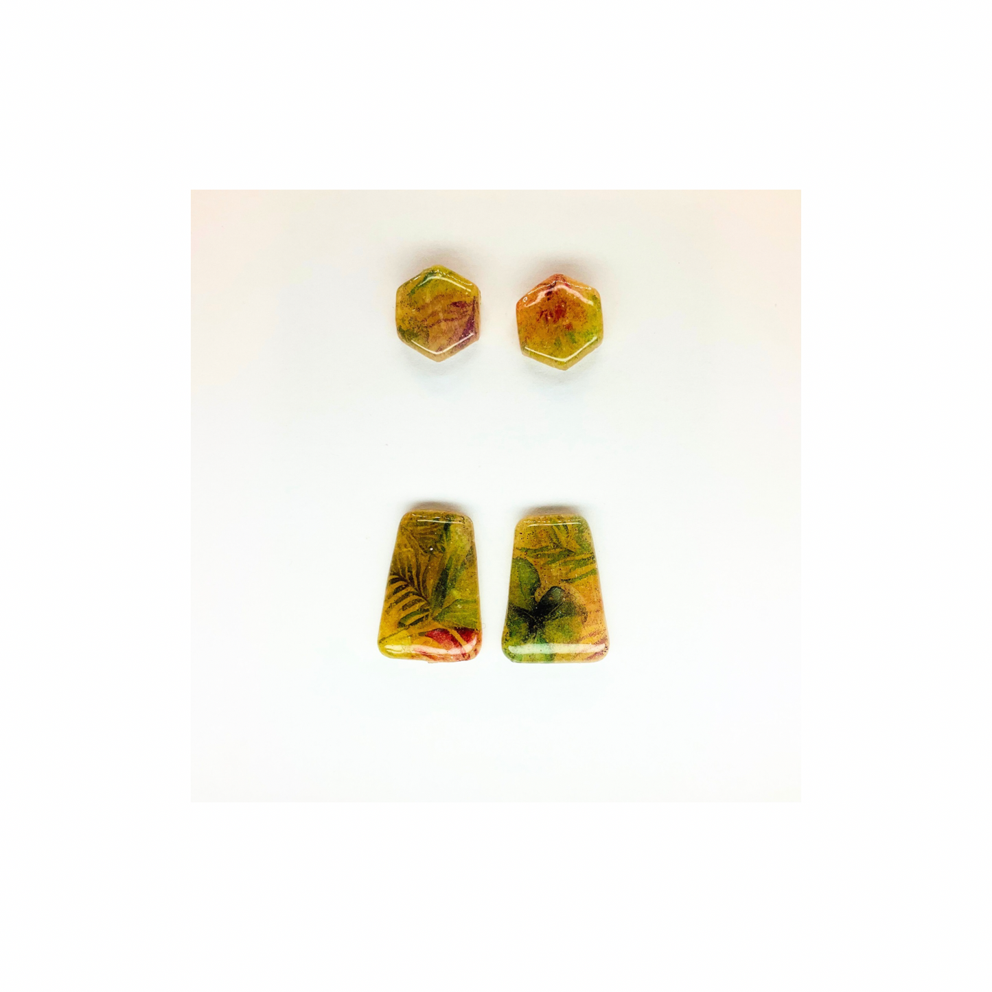 Translucent Stud with Floral Transfer Earrings