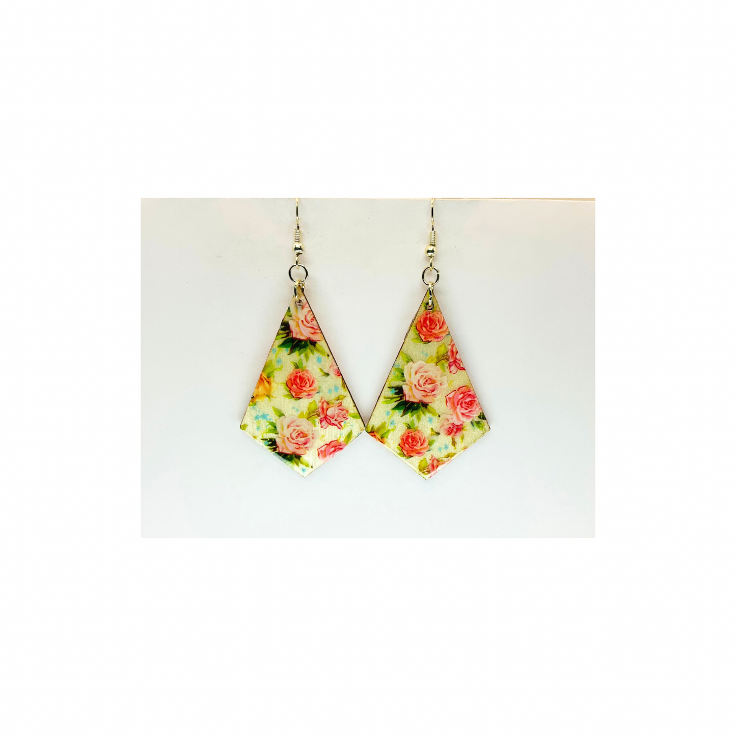 Rose Garden Lightweight Wood Dangle Earring