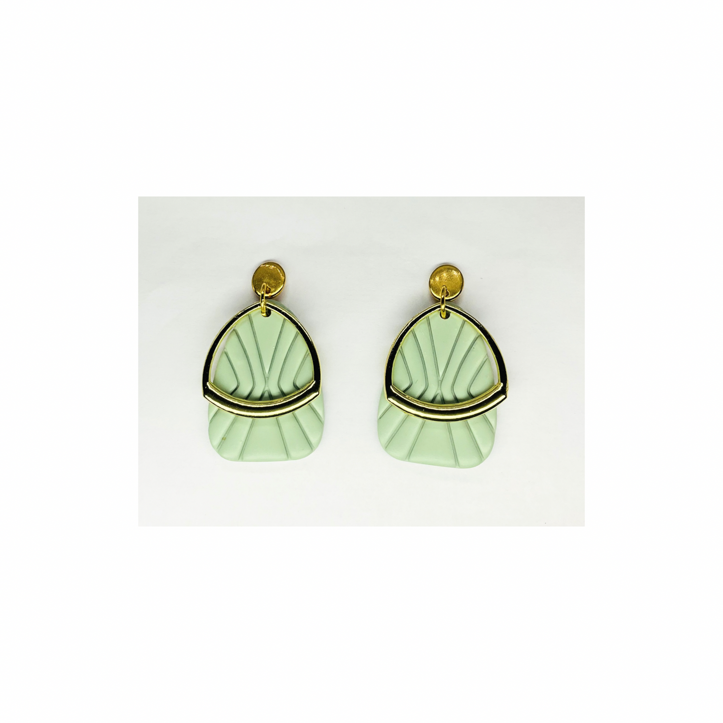 Mint Green Dangle with Gold Embellishment and Gold Stud Earring-Crafting By BB