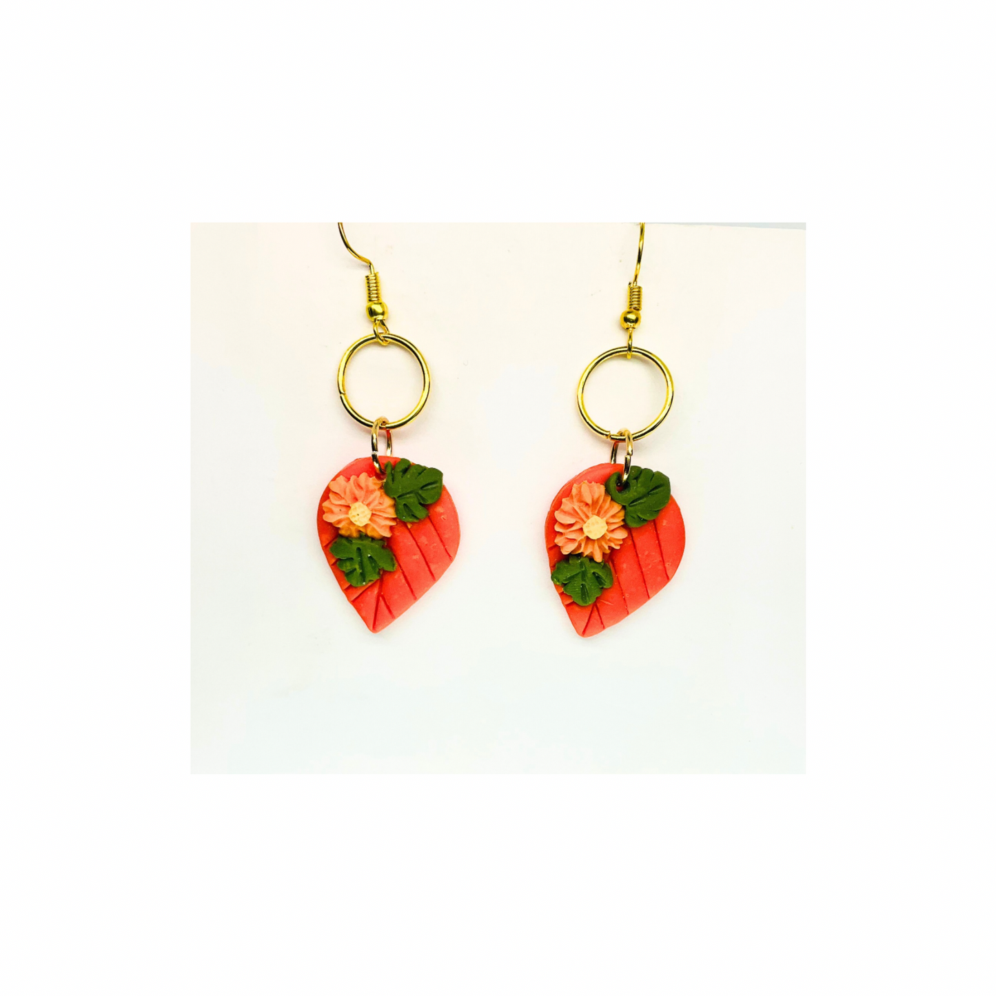 Fall Collection Orange Leaf Dangle Earrings - Elegant Orange Leaf Design with Delicate Craftsmanship for Autumn Outfits