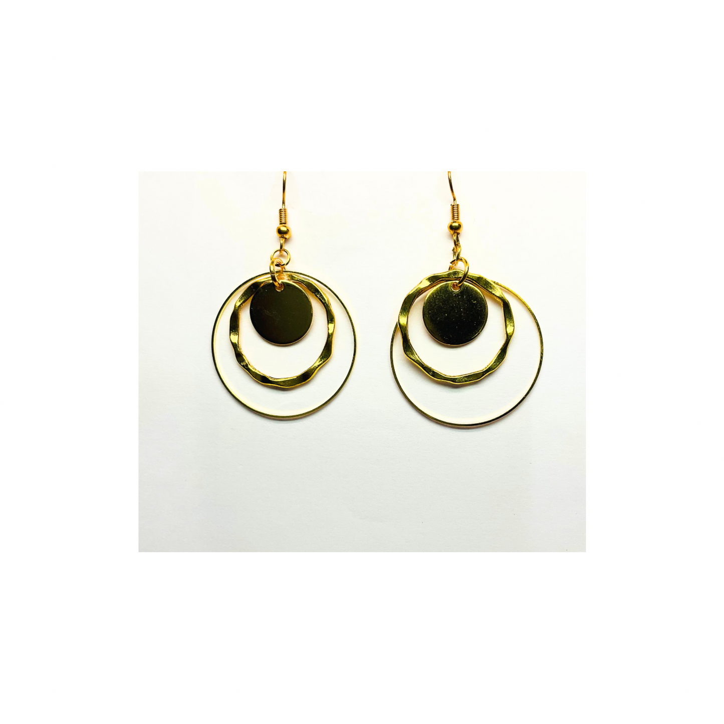 Spot Gold Collection Circle Dangle Earrings for Female - Gold-Tone Circular Design Fashion Jewelry