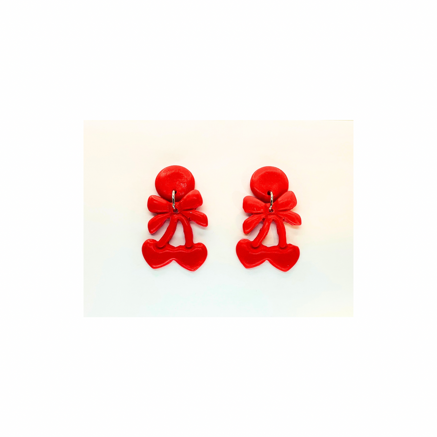 Red Cherry Stud Dangle Earrings
