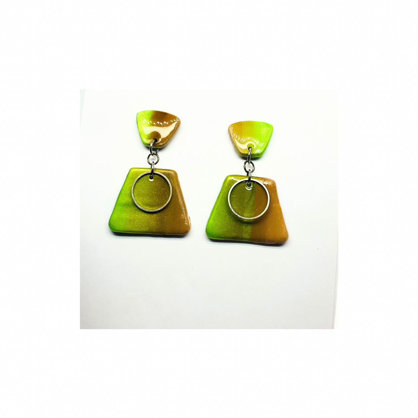 Green and Brown Dangle Earrings