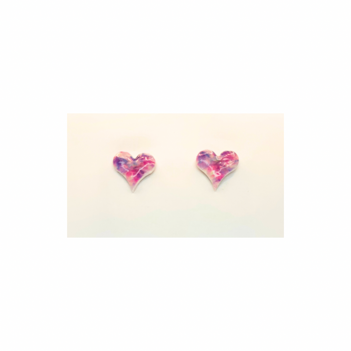 Purple Watercolor Stud Heart Earrings