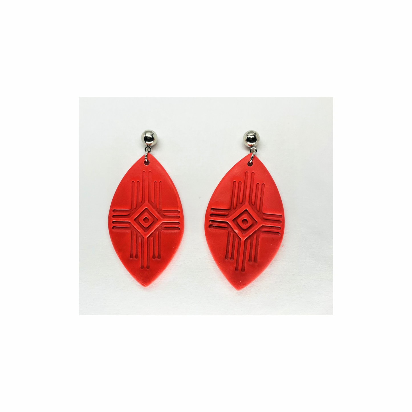 Southwest Geometric Style Dangle with Silver Ball Stud Earrings-Crafting By BB