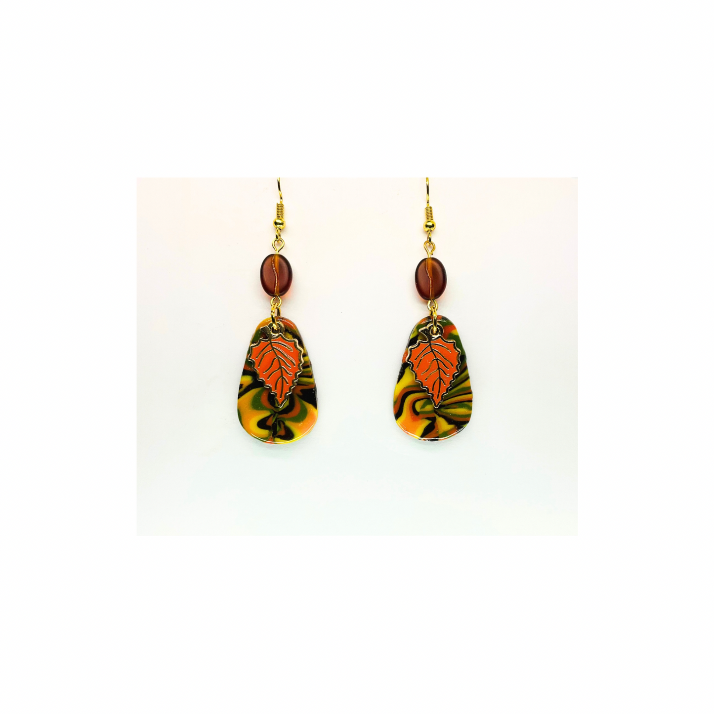 Fall Collection Orange Leaf Charm Dangle Earring - Elegant Orange Leaf Design with Graceful Movement & Versatile Style