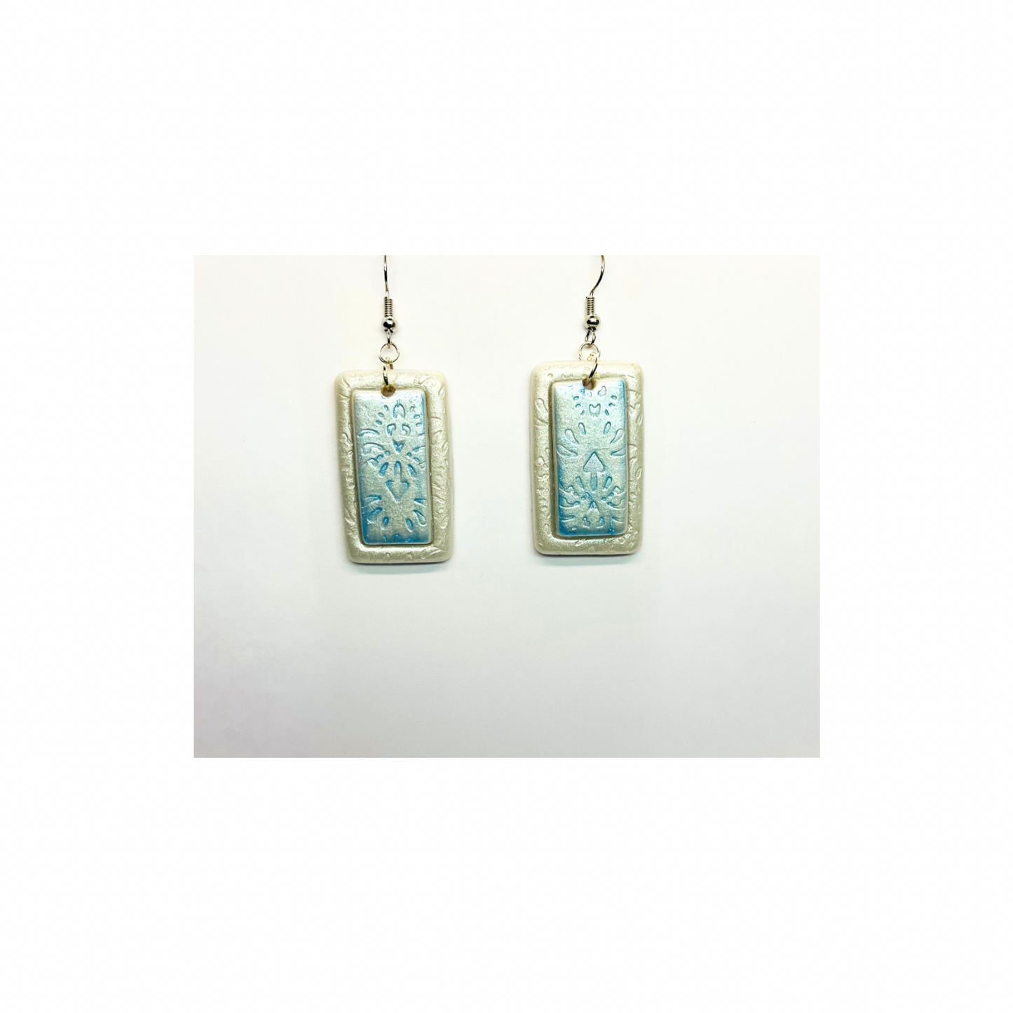 Pearl White and Blue Dangle