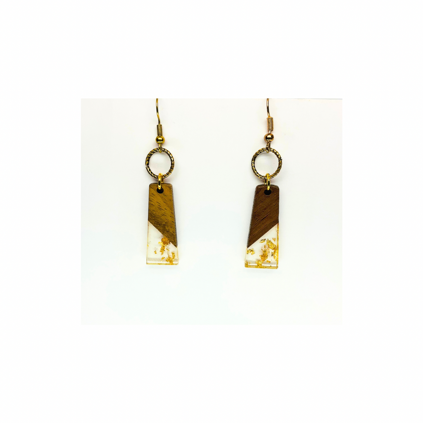 Boho Wood Collection Dangle Earrings for Female - Unique Design with Gold Accents and Wooden Elements