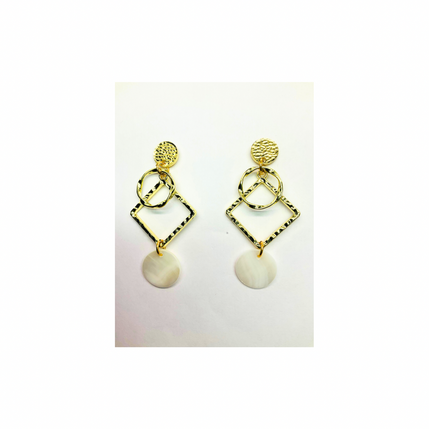 Spot Cream and Gold Collection Stud Dangle Earrings for Female with Unique Design Elements