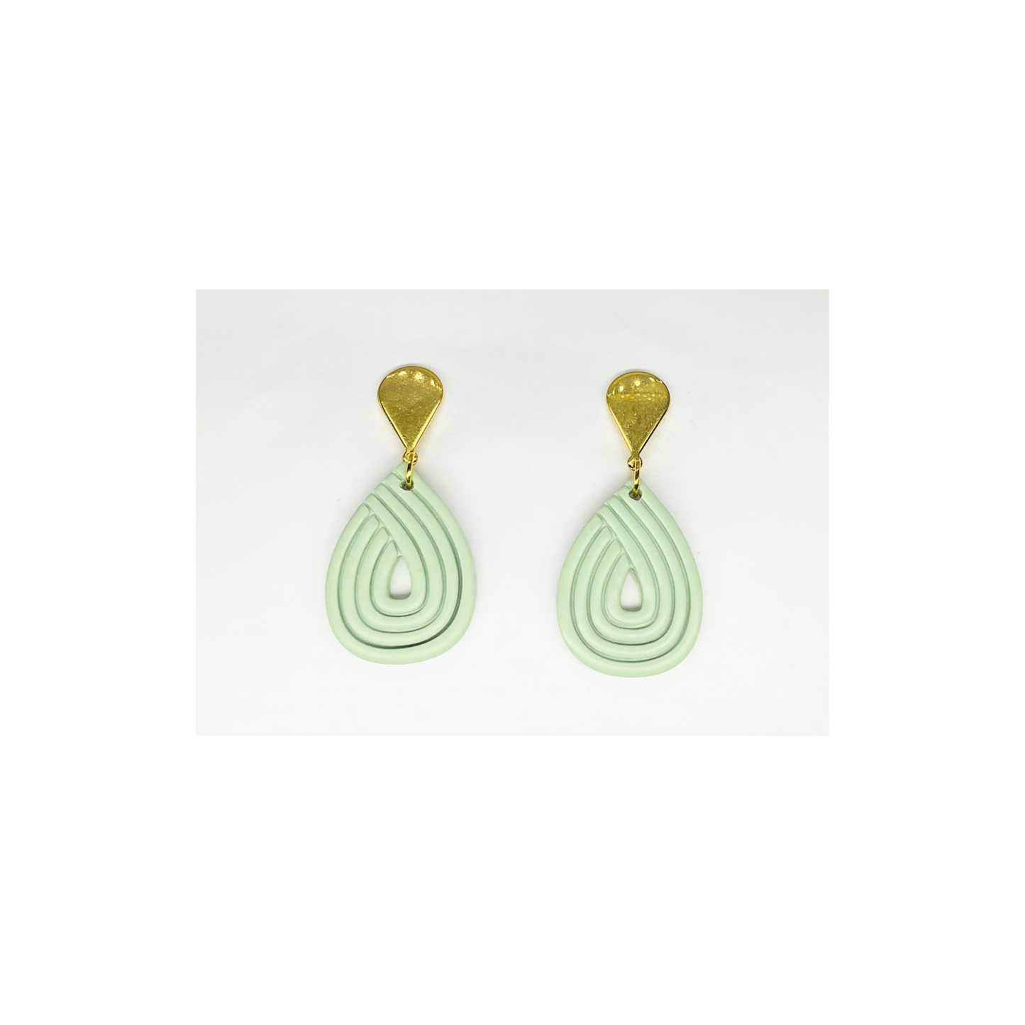 Mint Green Teardrop Dangle with Gold Teardrop Stud Earrings-Crafting By BB