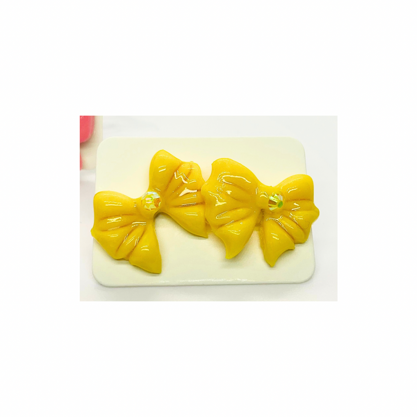 Bow Stud Earrings in Pink, Yellow, and Red