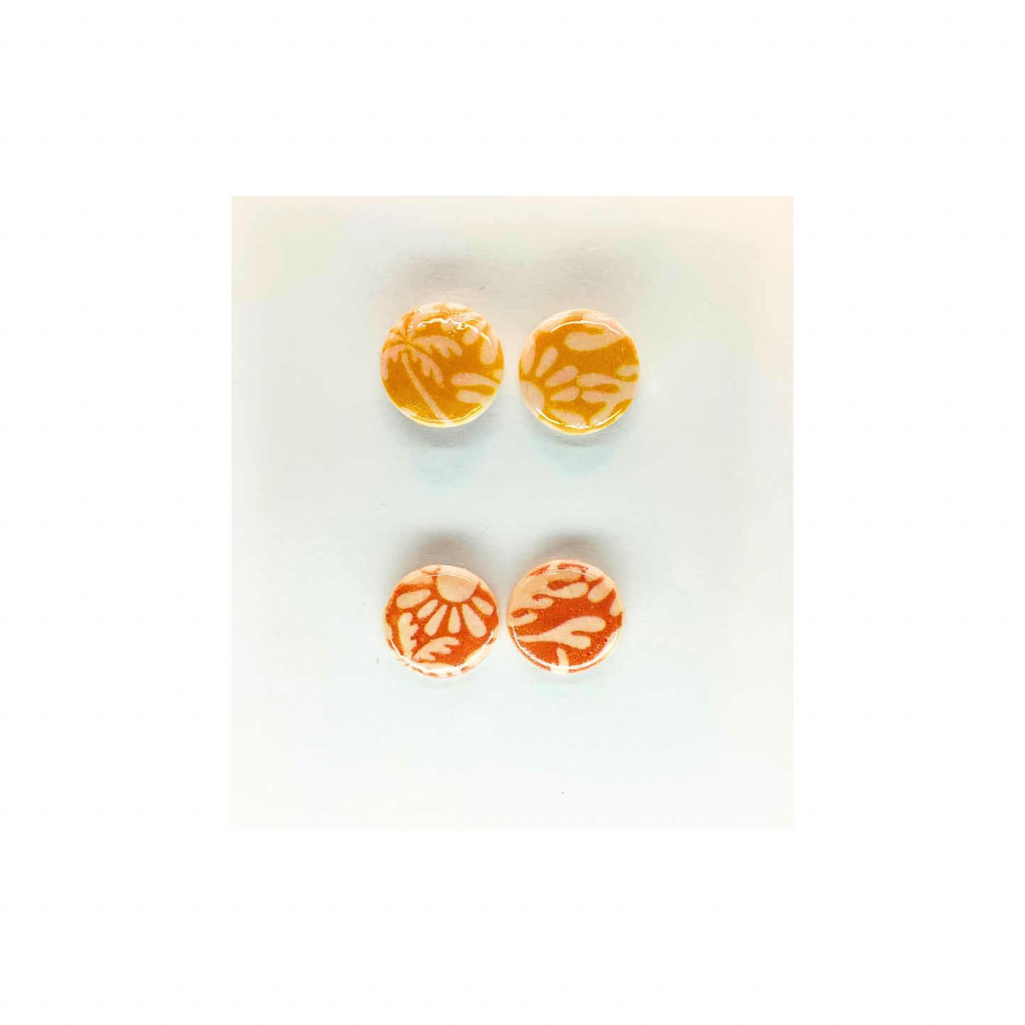 Beach Bloom Collection Yellow and Salmon Stud Earrings