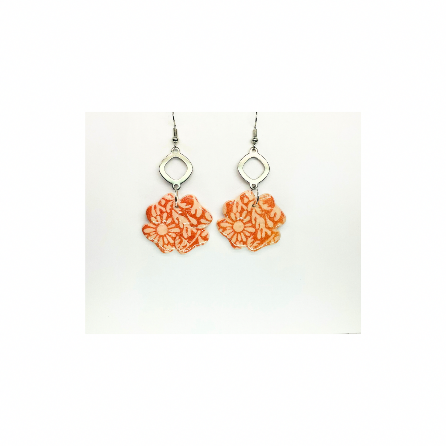Beach Bloom Collection Salmon Four Conner Flower Dangle Earrings for Female Fashion Accessories