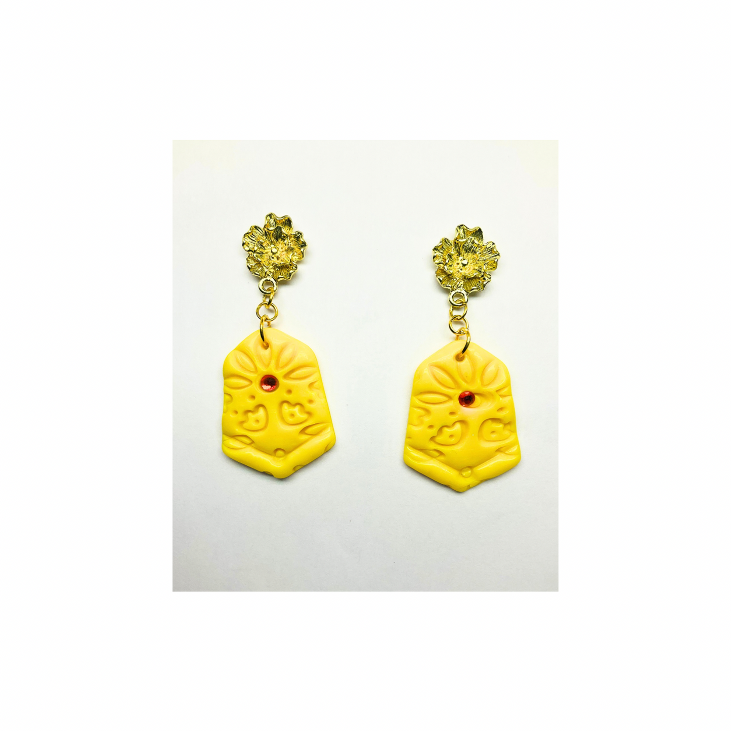 Yellow and Gold Dangle Earring